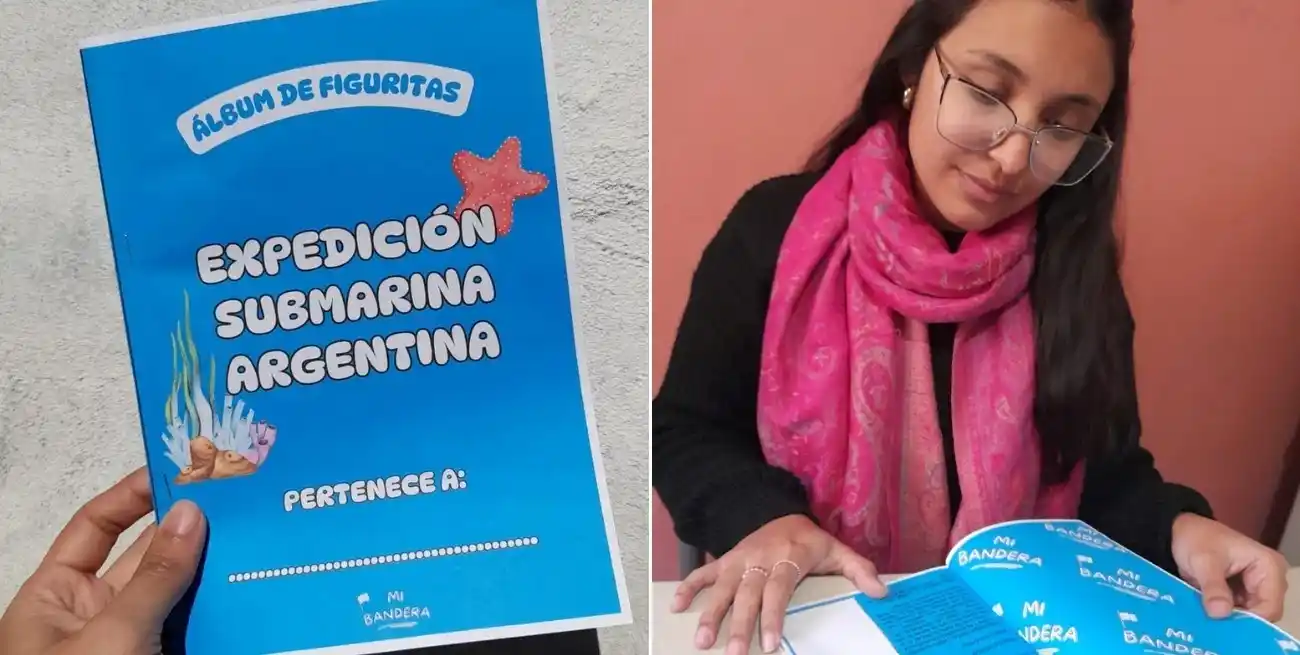 La docente presentó su innovador álbum de figuritas sobre fauna marina.