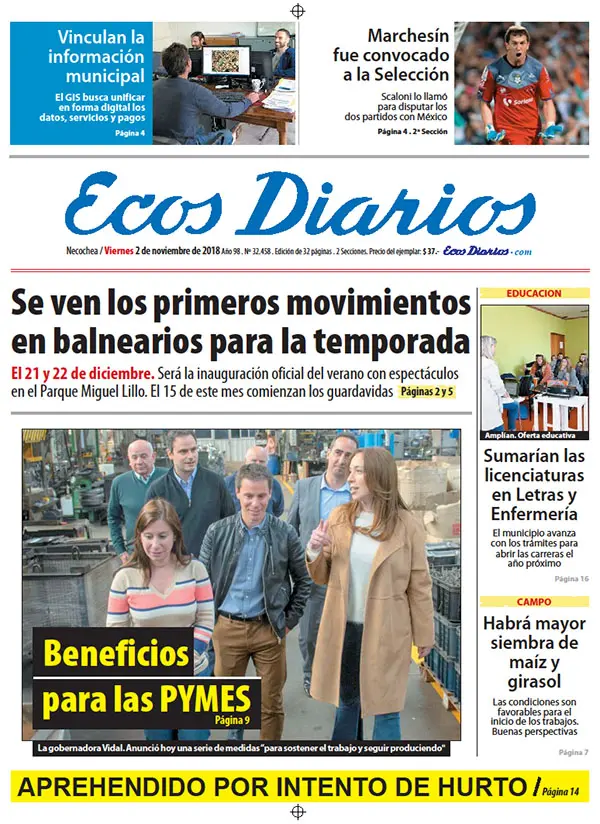 Tapa del 2 de noviembre de 2018