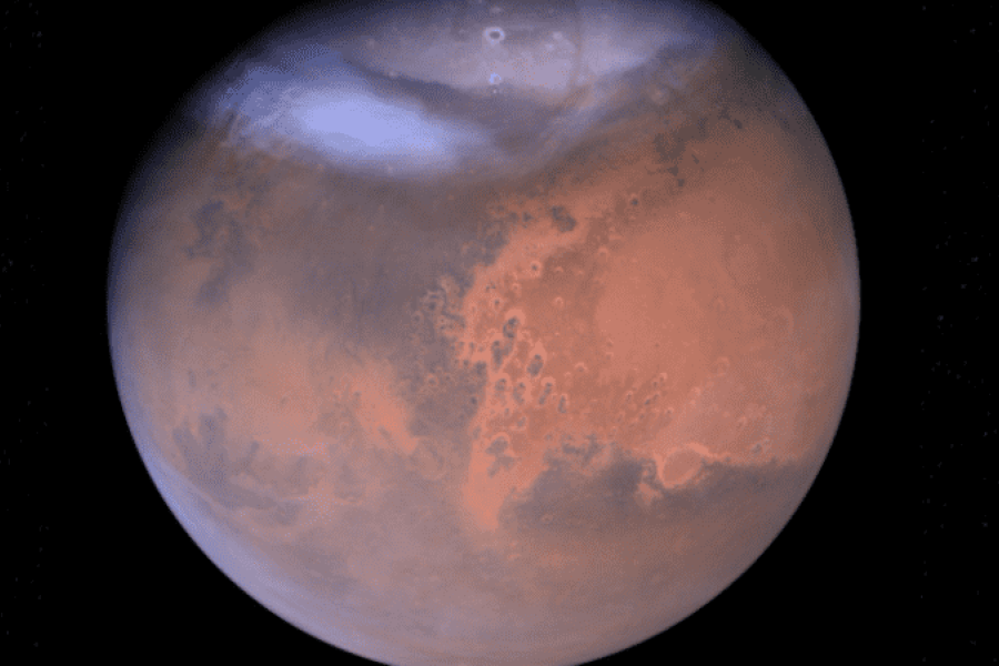 Así se ve una tormenta de polvo en Marte