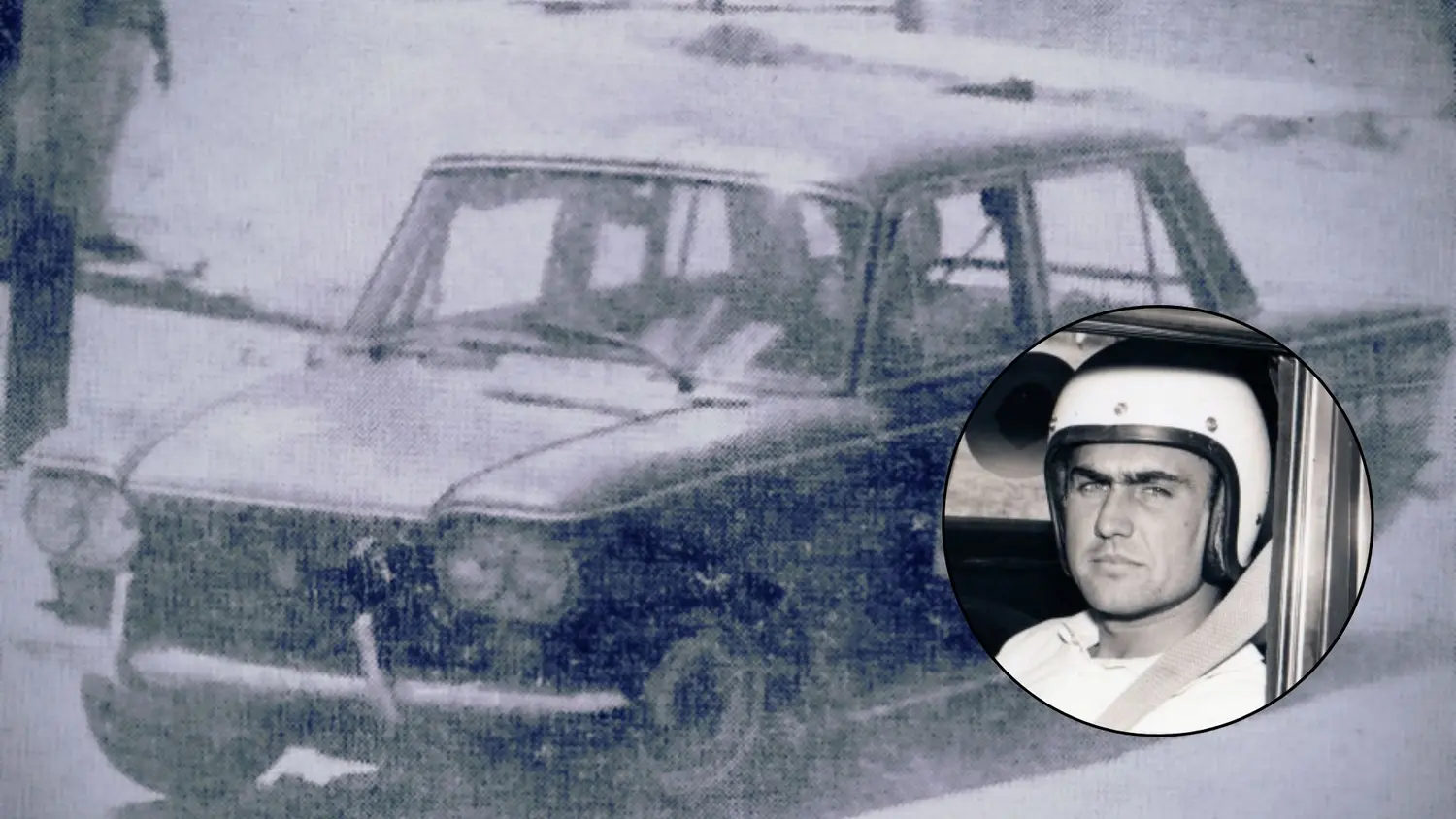 El Fiat 1500 "Corto" con Carlos Reutemann al volante, en la curva frente al Club Náutico. Ese día clasificó segundo.