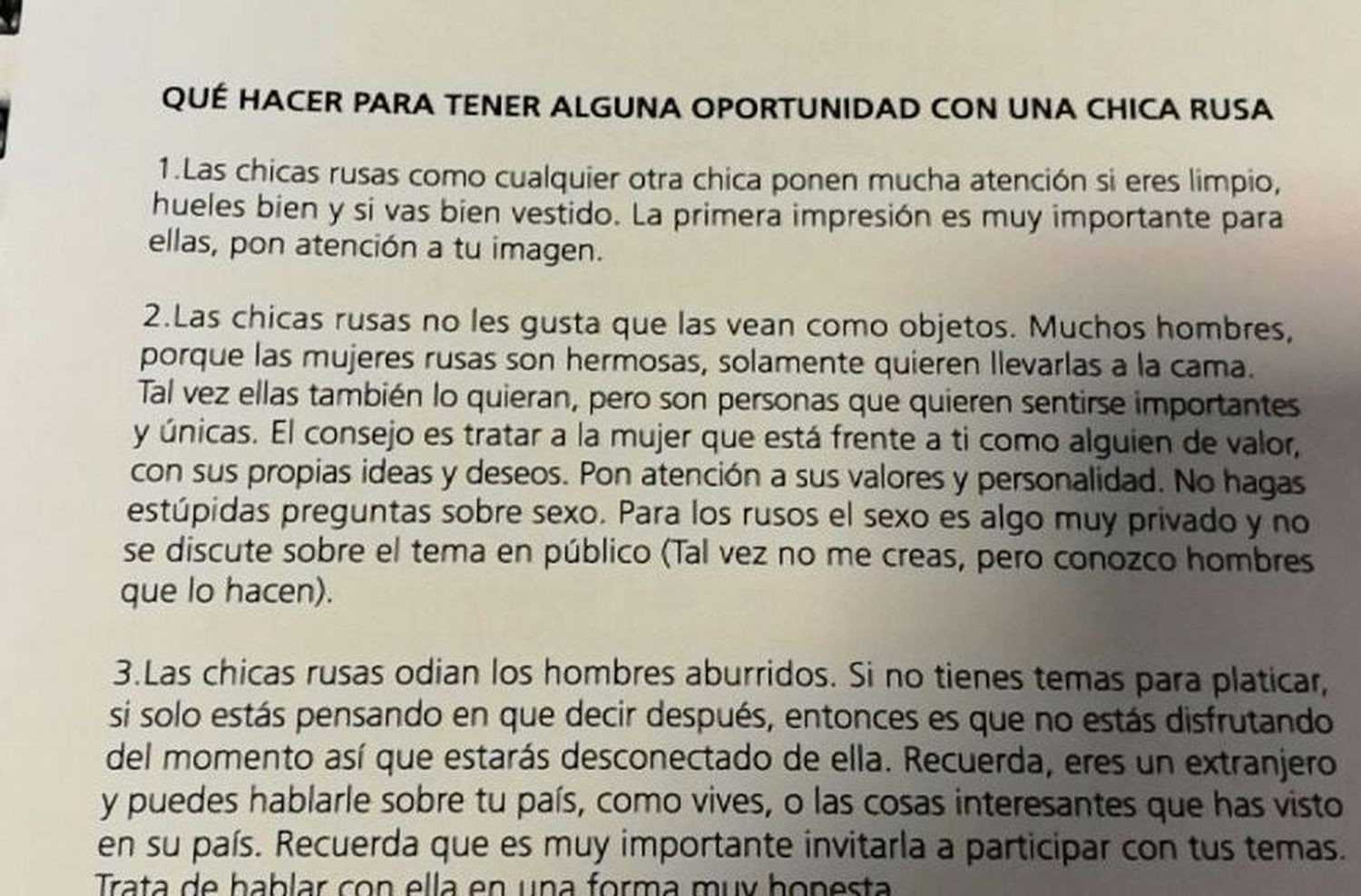 Escandaloso curso de la AFA con consejos para seducir mujeres rusas