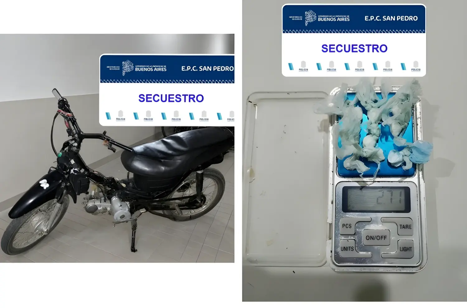 La moto y las drogas fueron secuestradas.
