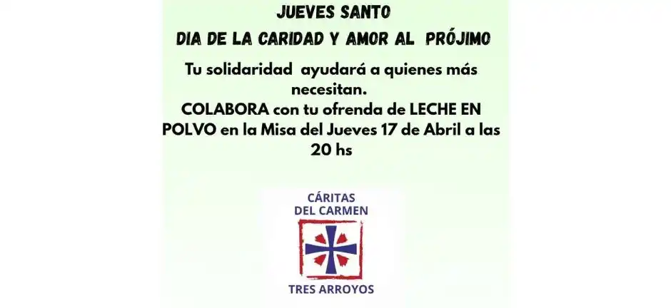 Cáritas recibirá hoy donaciones de leche en polvo