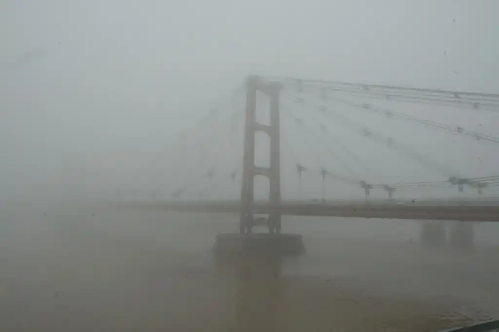 Densa niebla en la ciudad