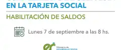 Tarjeta social este lunes 7 quedaran habilitadas 