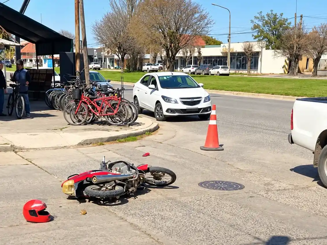 Fuerte colisión. En avenida 59 y calle 34, con un joven motociclista lesionado