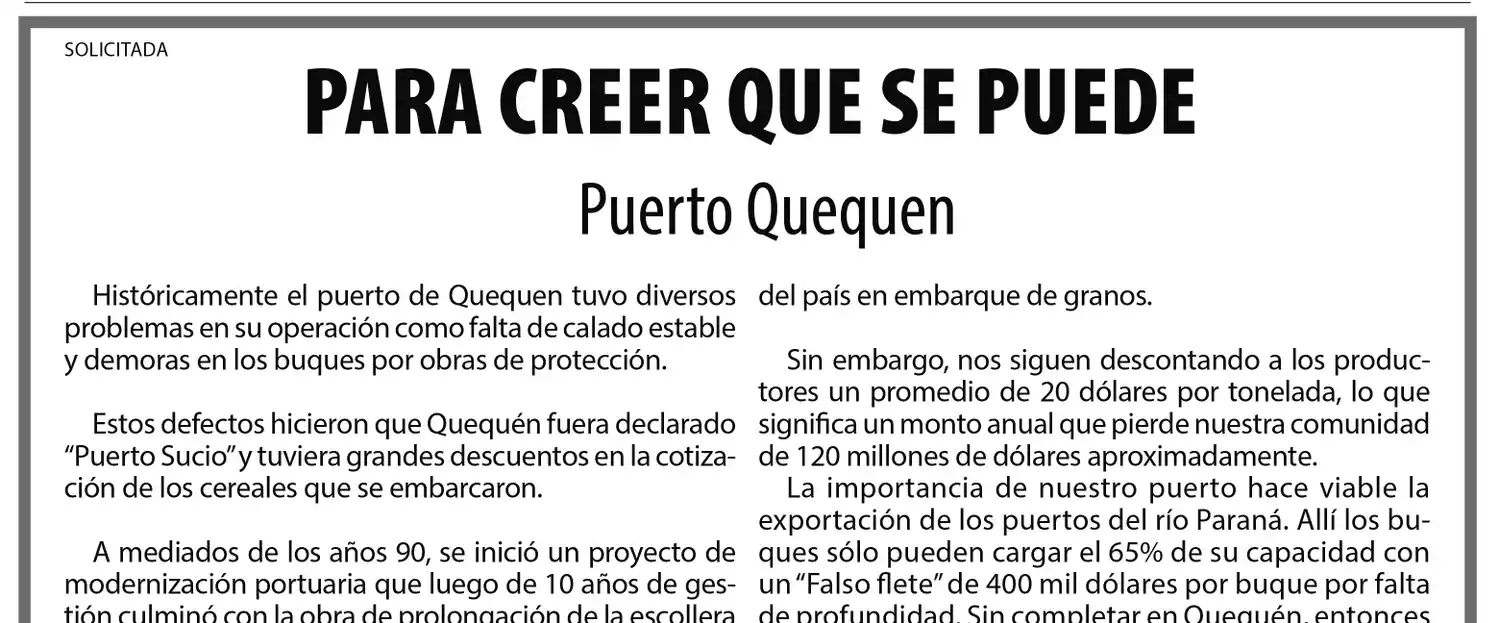 Puerto Quequén: para creer que se puede