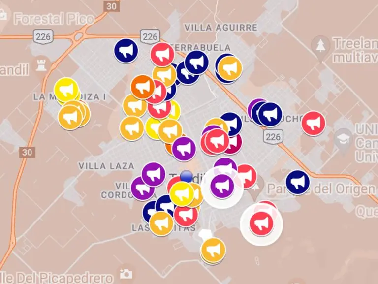 Mapa del delito. Fue creado con la plataforma de Google Maps