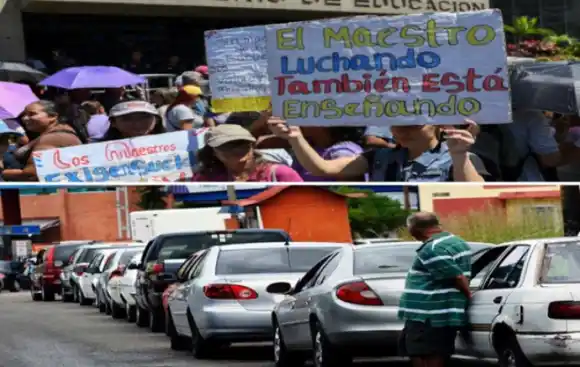 Maestros PROTESTAN contra crisis y RÉGIMEN distribuye gasolina para APLACAR ánimos