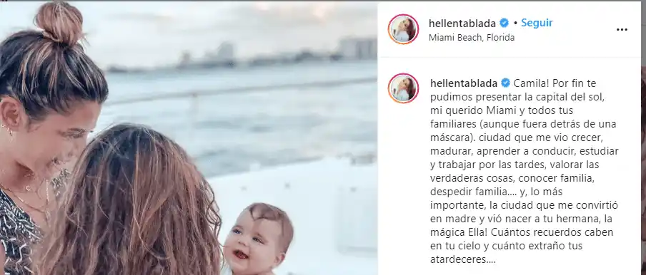 Elena Tablada en Miami. Foto: Instagram