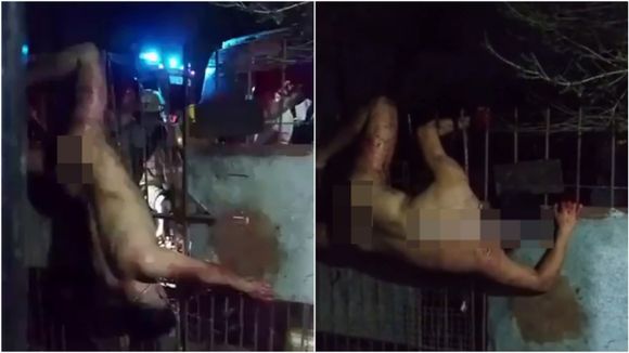 Un presunto ladrón quedó colgado de una reja en Merlo y los vecinos lo desnudaron: sus desesperados pedidos de auxilio