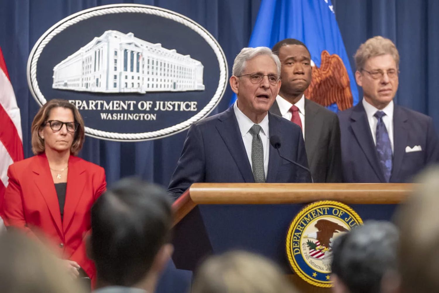 Attorney General Merrick Garland speaks during a news conference on Thursday