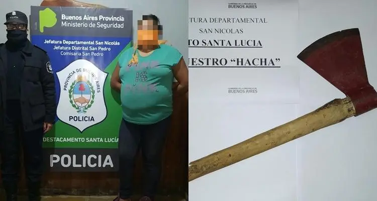 Santa Lucía: Le pegó y amenazó con un hacha a su hermana y terminó presa