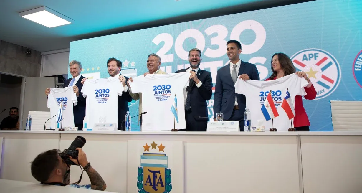 El año pasado, en el Predio Deportivo Lionel Andrés Messi, se llevó a cabo una conferencia de prensa con motivo de la candidatura en conjunto. Créditos: Xinhua