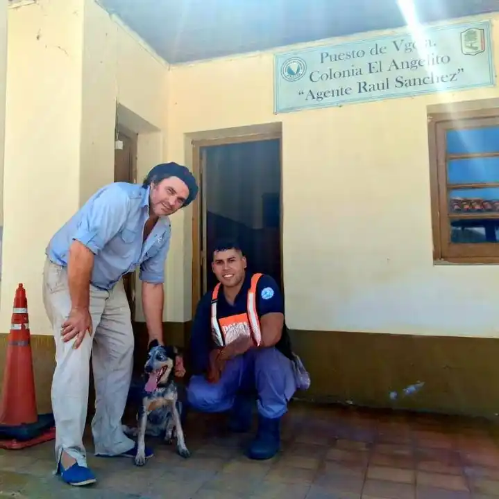 Ruta 1: Efectivos logran el reencuentro de una perra perdida con su familia