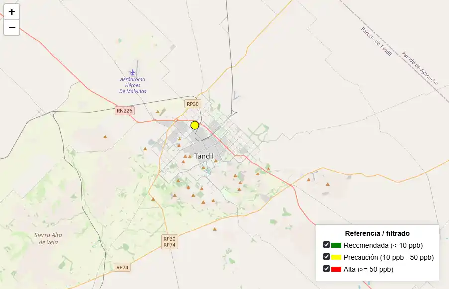 nivel de arsénico Tandil