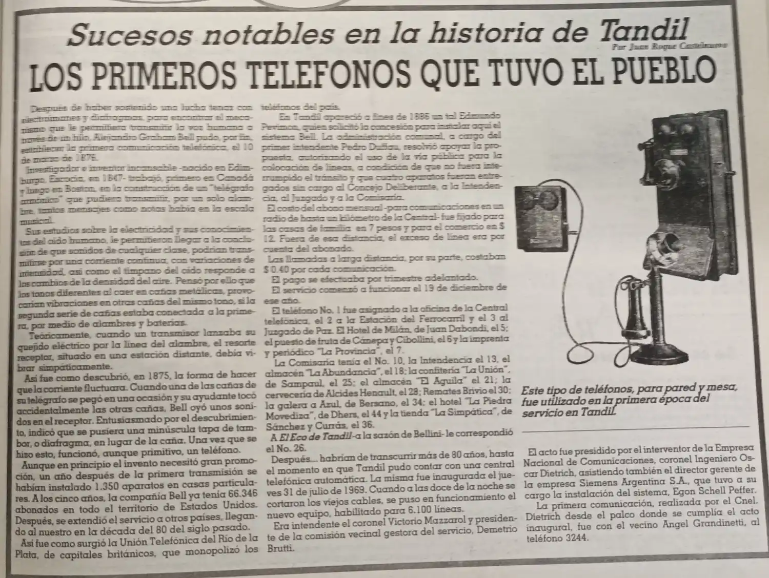 Los primeros teléfonos que tuvo el pueblo