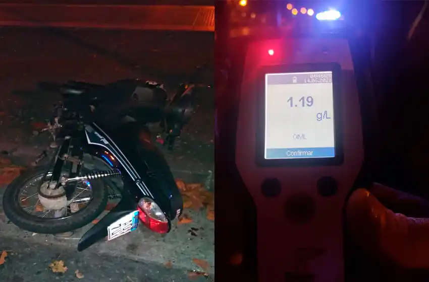 Choca contra un poste en su moto: iba borracho