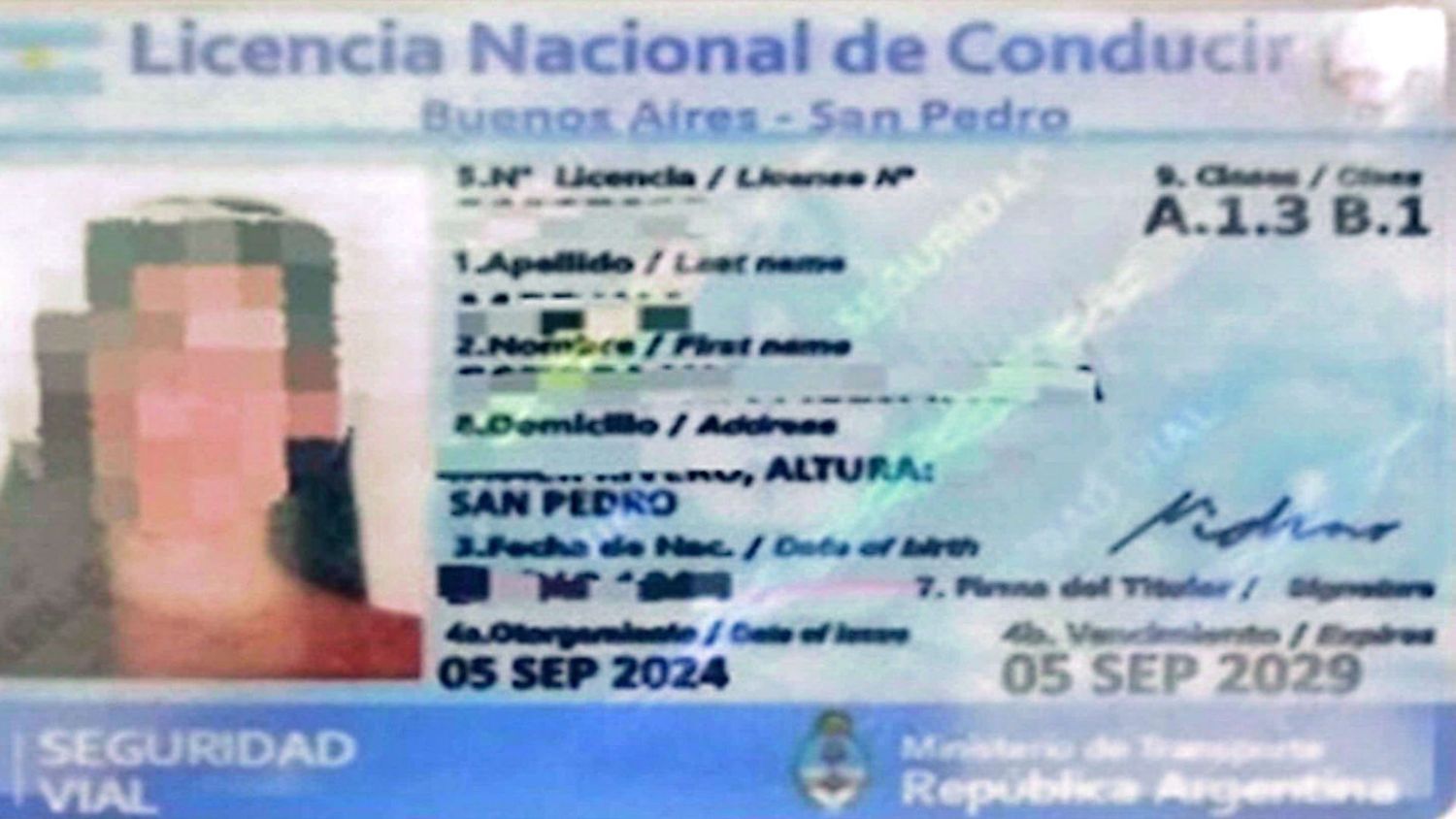 La licencia secuestrada. Se supone que existen decenas emitidas por un gestor que reside en San Pedro.