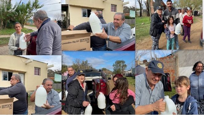 Rotary Club Concordia entregó 200 bidones de lavandina a los afectados por la inundación