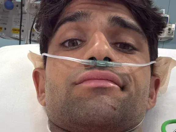 Martin debió ser hospitalizado por un neumotorax y fracturas varias .Foto:IG de Jorge Martin