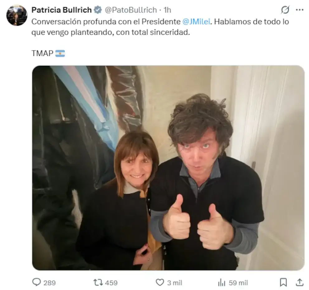 Javier Milei recibió a Patricia Bullrich en Olivos - 3