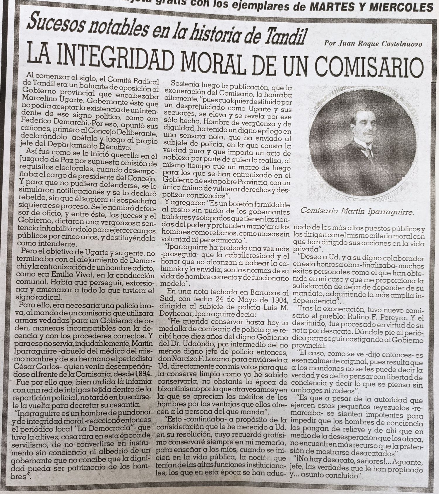 La integridad moral de un comisario