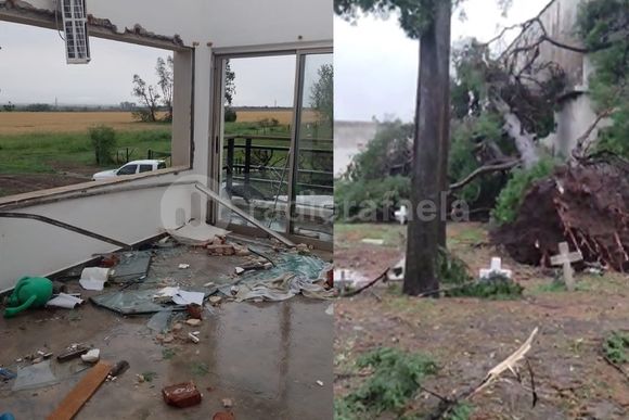 La tormenta dejó graves destrozos en San Justo: granizo y fuertes ráfagas de viento