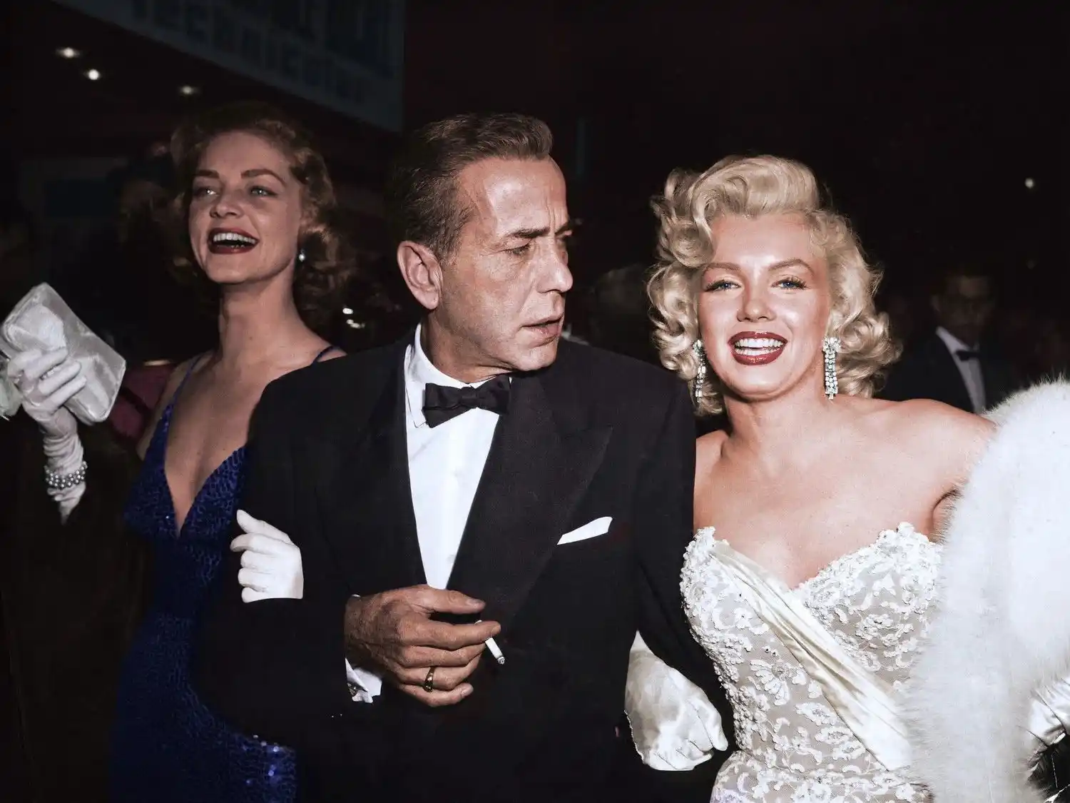 Lauren Bacall, Humphrey Bogart, Marilyn Monroe.