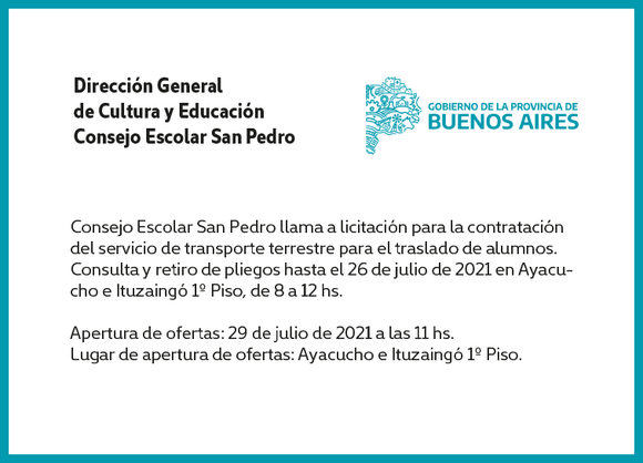 [Publicación Oficial] Informe Consejo Escolar: licitación para la contratación de transporte para el traslado de alumnos