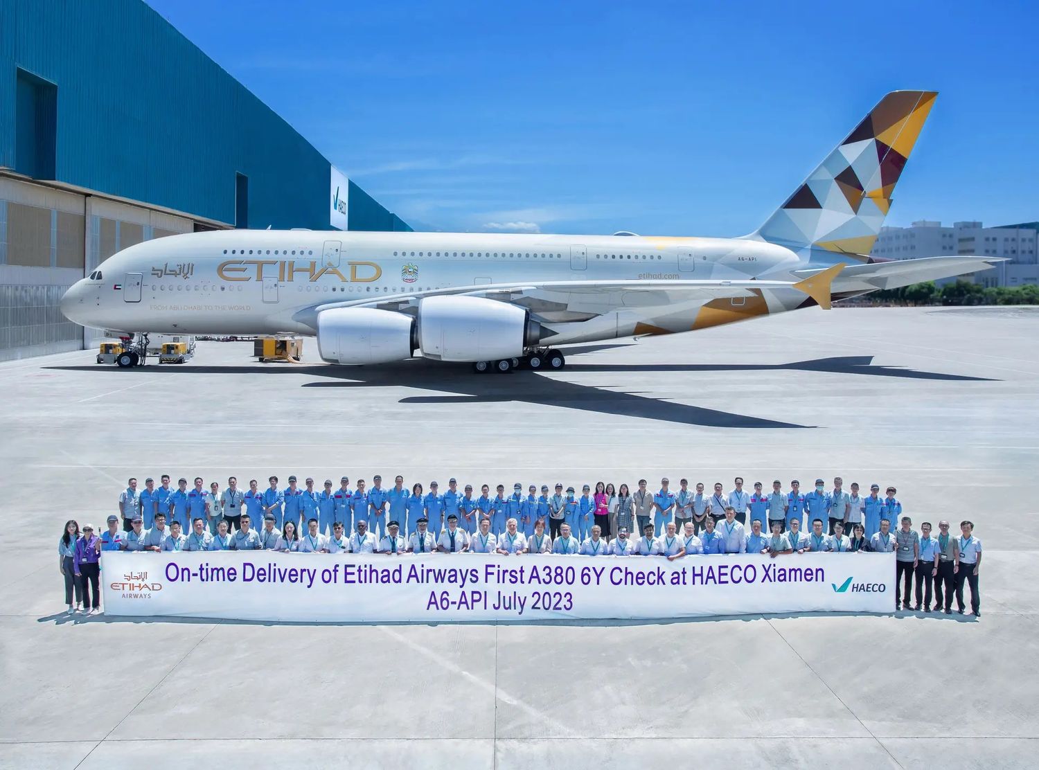 Etihad Airways’ Airbus A380 Superjumbo Completes Major Check at HAECO Xiamen