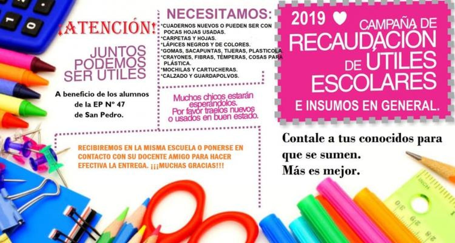 Campaña solidaria: La escuela primaria N° 47 recolecta útiles escolares para sus alumnos