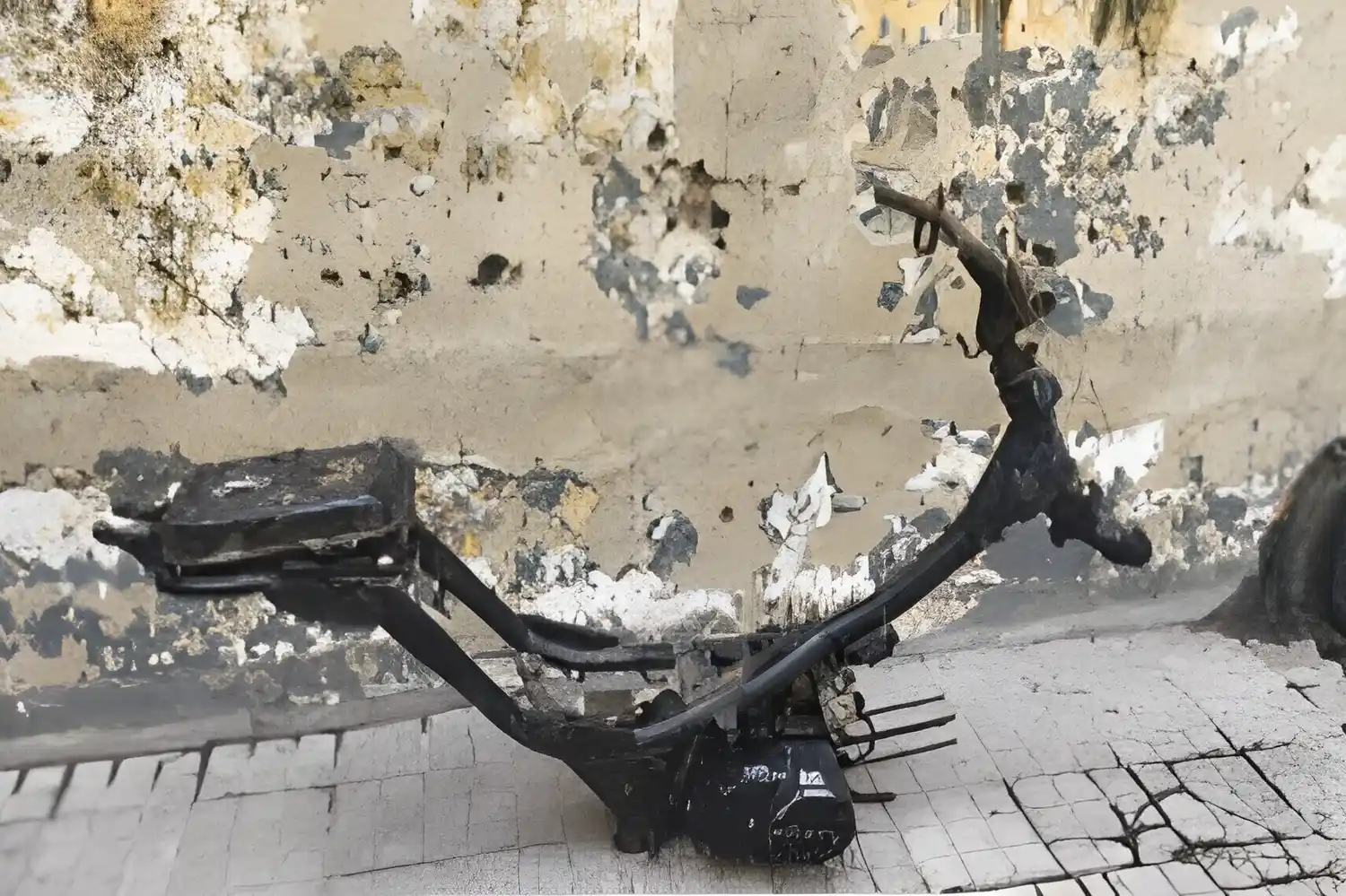 Así estaban los restos de la moto.