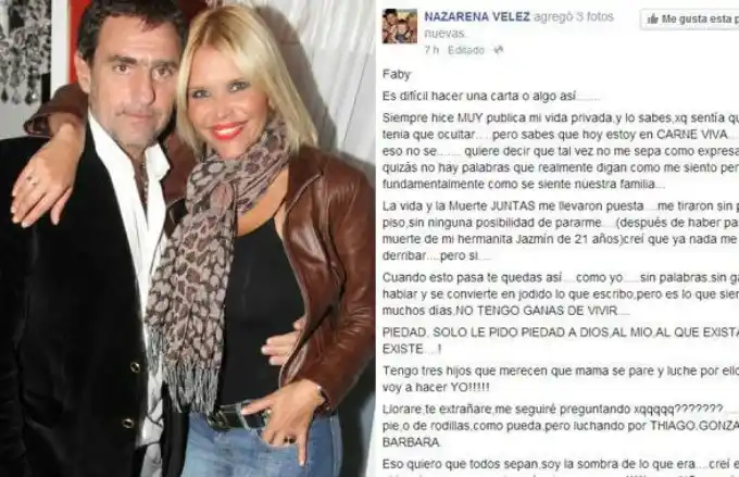 ¿Me gusta? Nazarena hace catársis en Facebook con una carta desgarradora