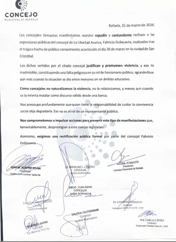 repudio concejo rafaela