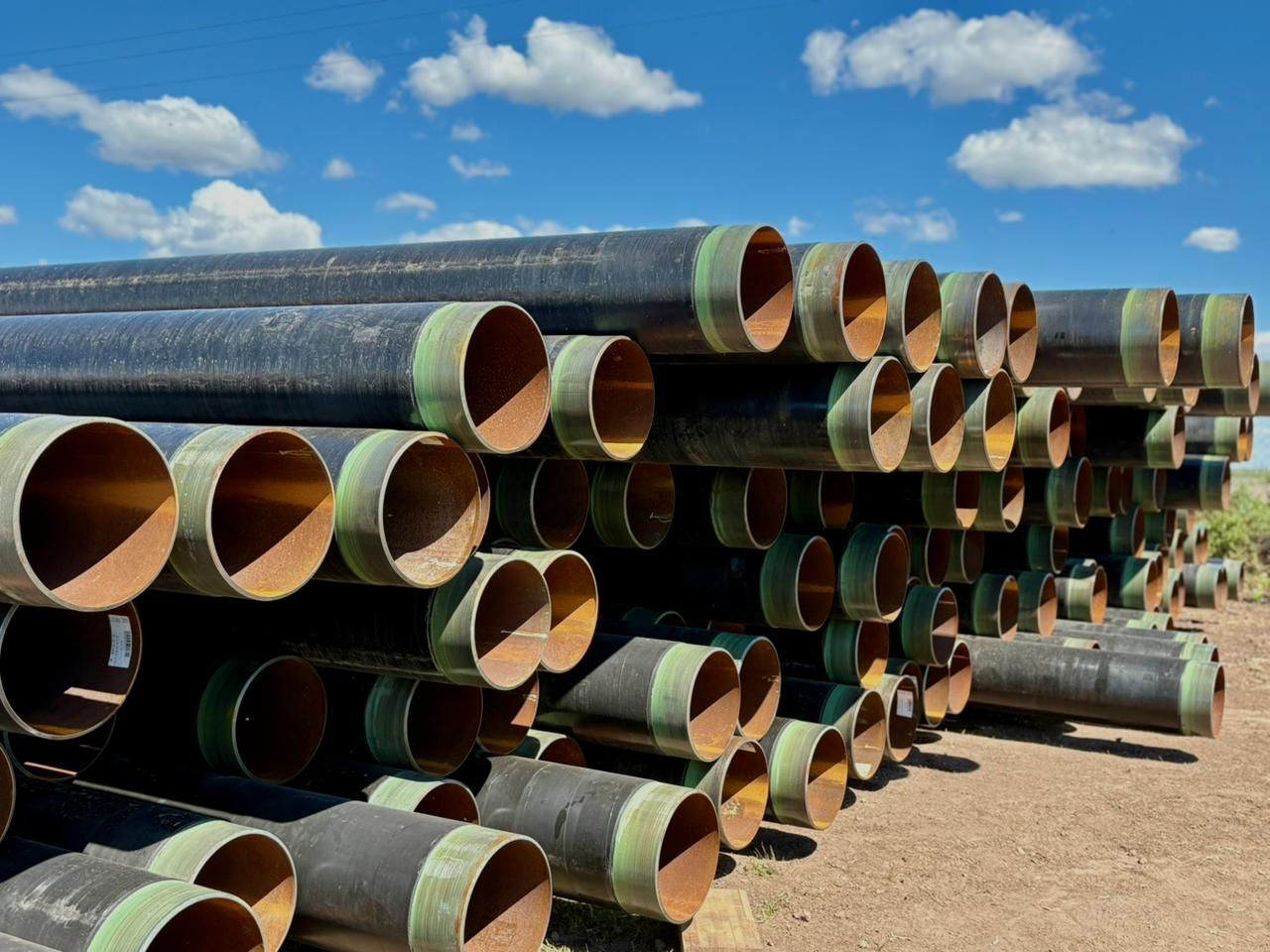Los caños para cubrir los primeros kilómetros de gasoducto.