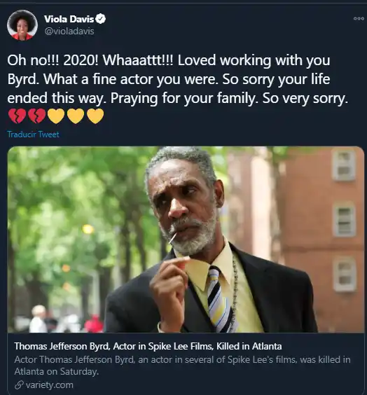 Colegas lamentaron la muerte de Thomas Jefferson Byrd. Foto: Twitter