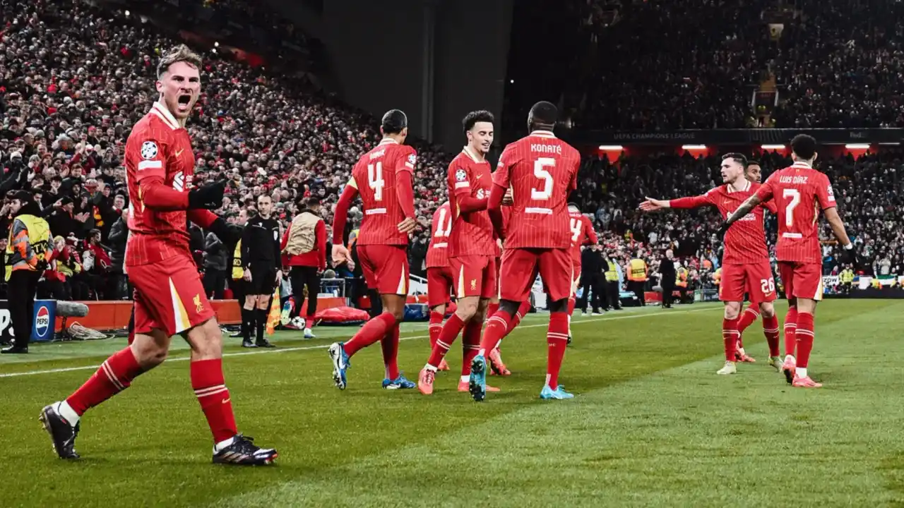 El mediocampista argentino abrió la cuenta en Anfield Road.