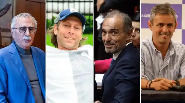 El ministro de Salud, Mario Lugones; el dueño de Suizo Argentina, Emmanuel Kovalivker; Eduardo "Lule" Menem; y el presidente de la Cámara de Diputados, Martín Menem.