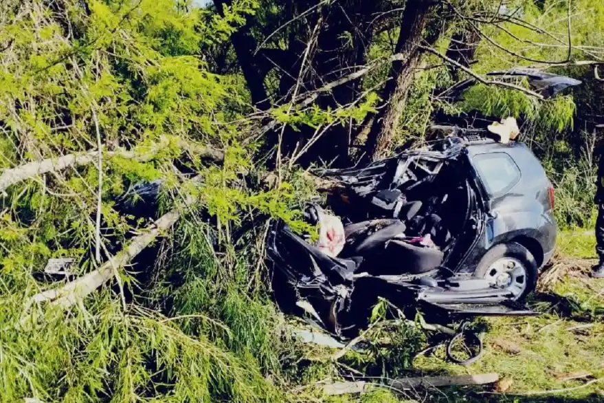 Ruta 12 :chocó contra un árbol y quedó atrapada en la camioneta