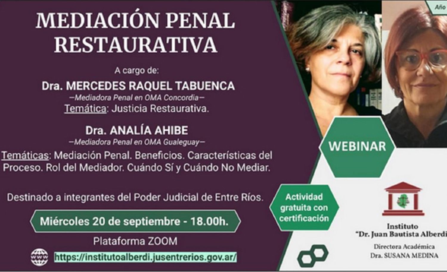 Se realizará una capacitación en mediación penal restaurativa