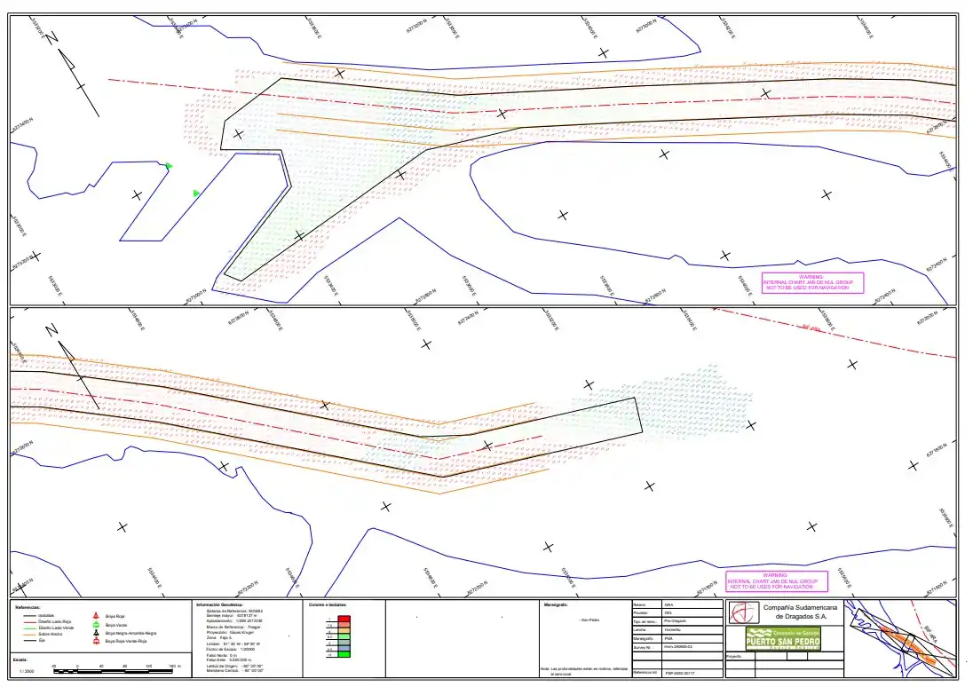 batimetría antes del dragado