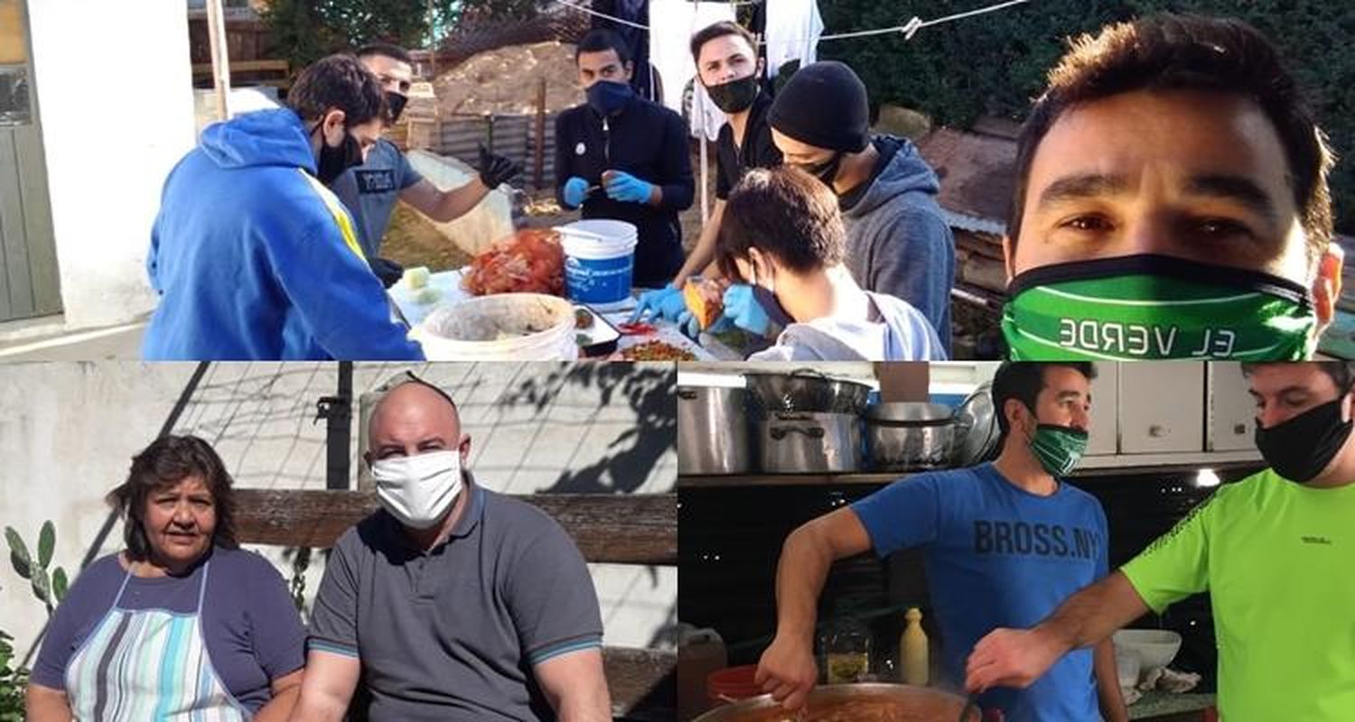 El plantel de La Esperanza hizo un guiso en el Merendero de Raquel y ayudó a alrededor de cien personas