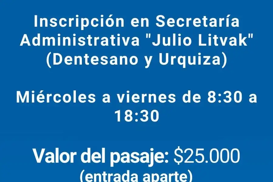 Data para inscribirte e ir a San Nicolás.(Prensa AR)