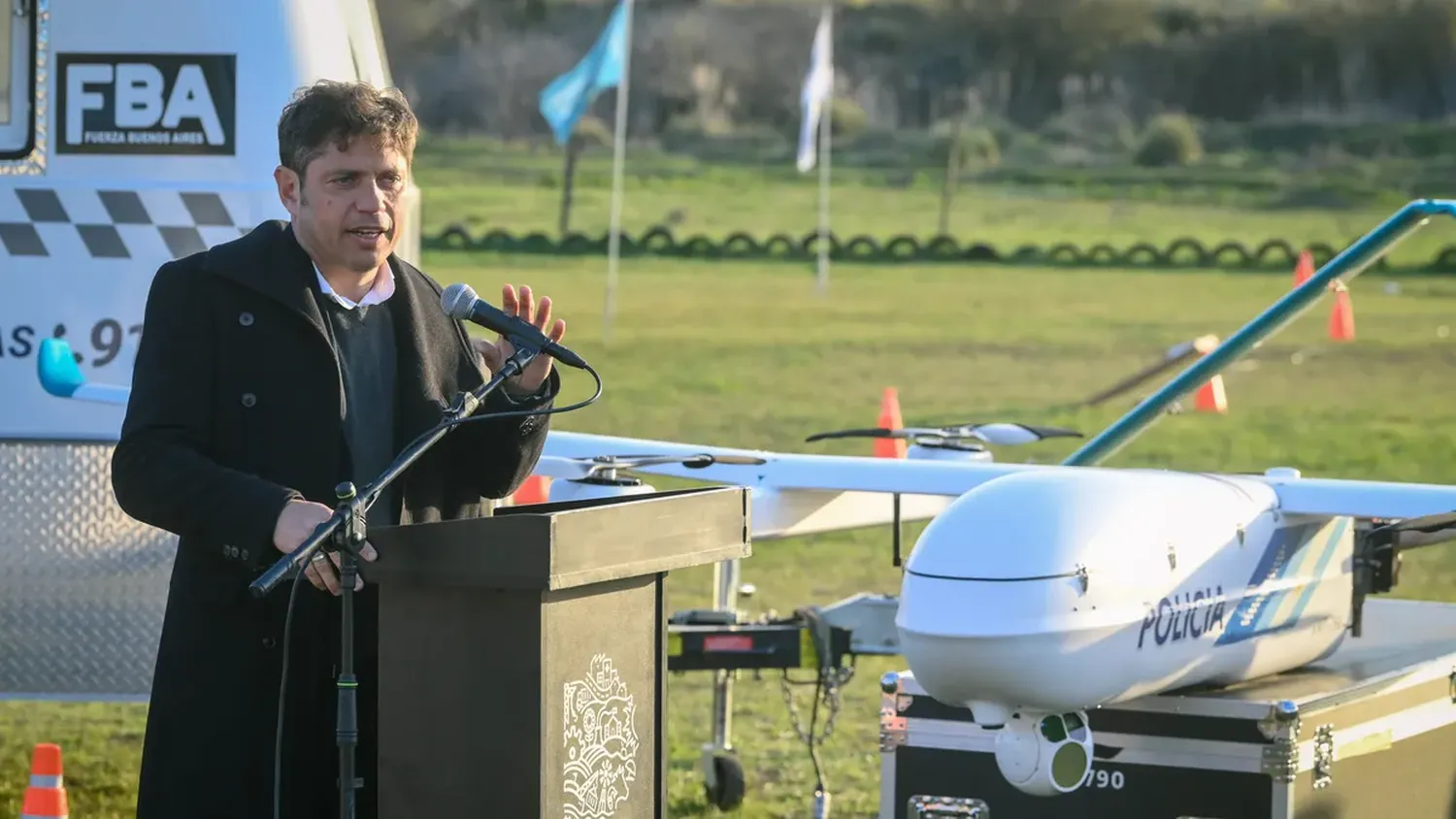 Kicillof presenta "drones patrullero" para la Policía Rural en Baradero