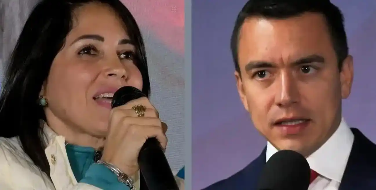 Luisa González Alcívar y Daniel Noboa, actual mandatario ecuatoriano.