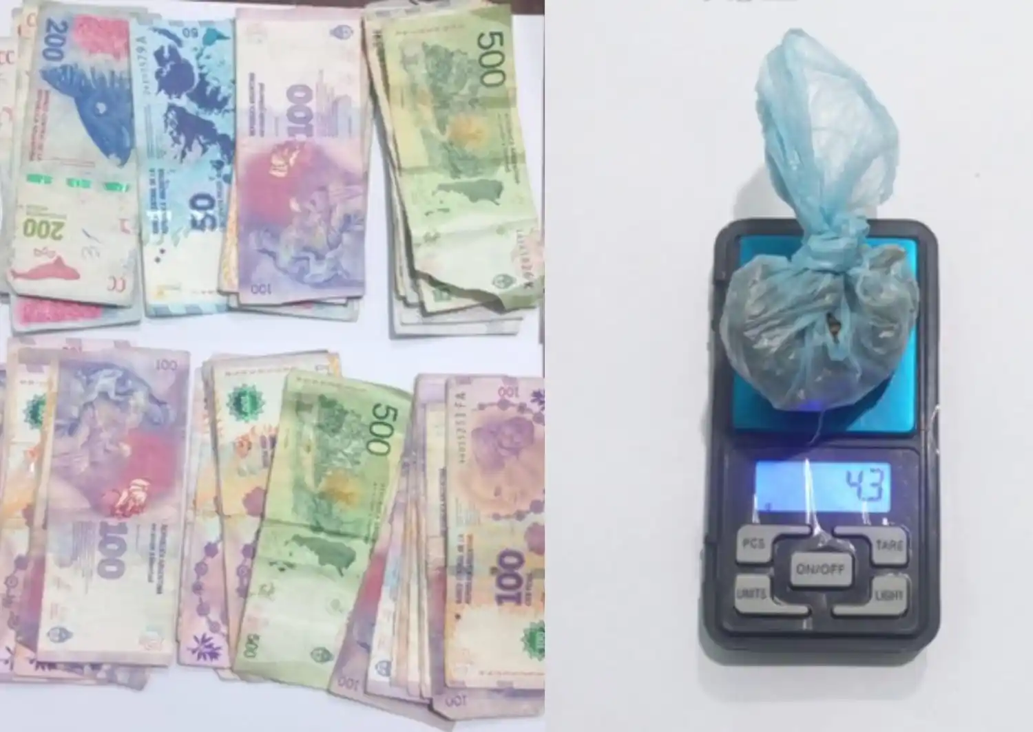 Dinero y marihuana secuestrados en Gobernador Castro