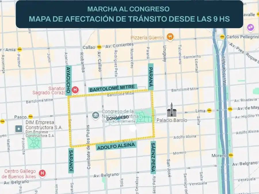 Mapa de cortes miércoles 19