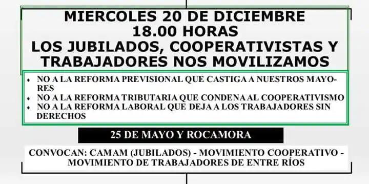 Jubilados y cooperativistas marchan contra las reformas del gobierno nacional 