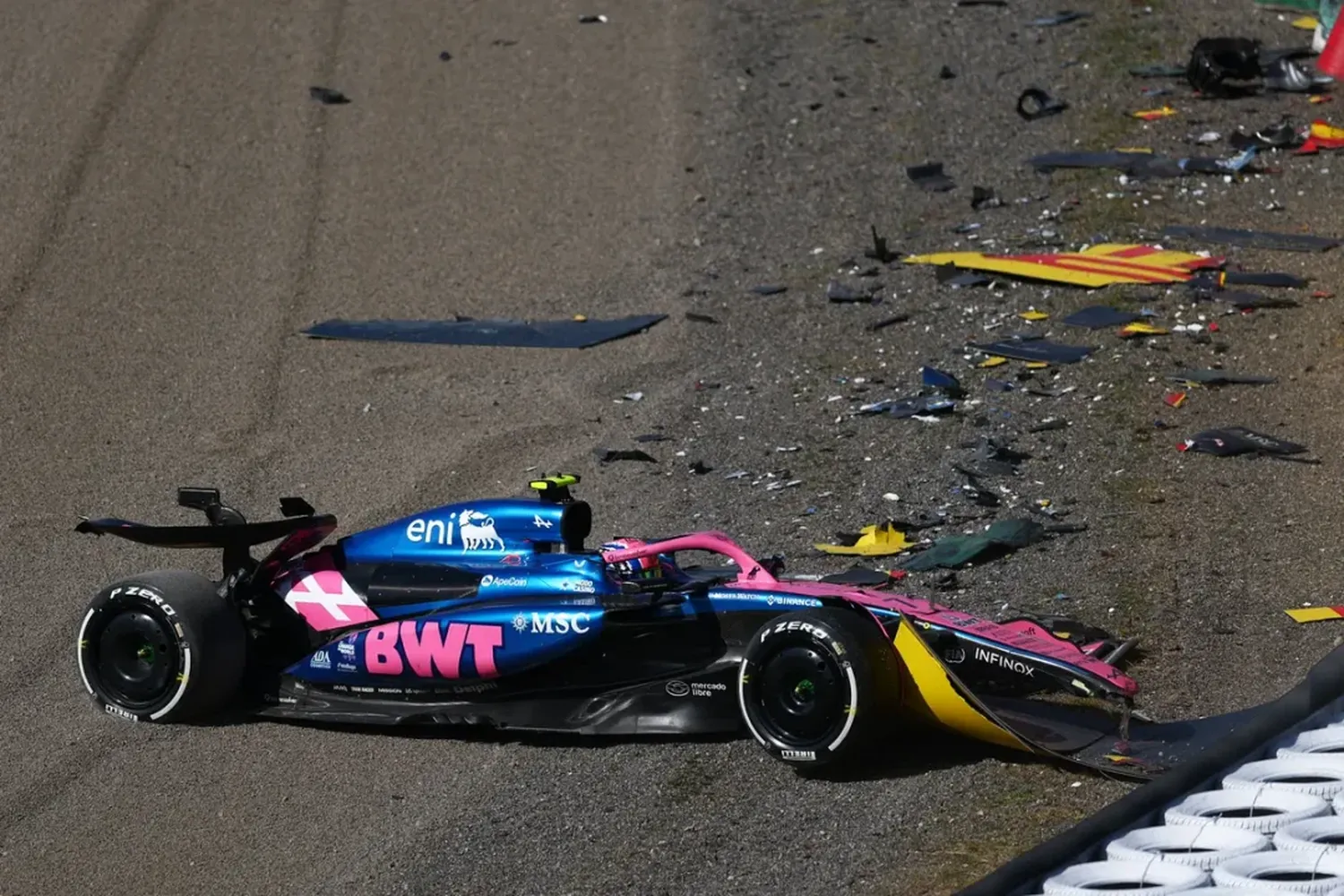 El Alpine de Doohan. Destruído tras el fuerte accidente en Japón